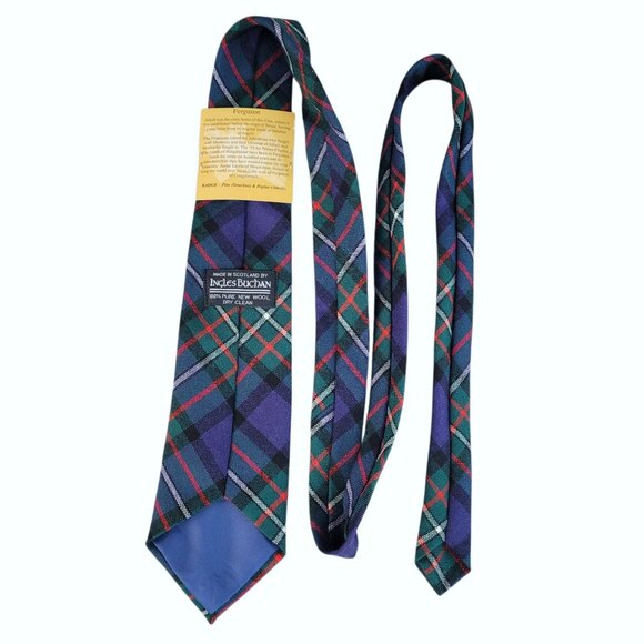 Ingles Buchan Ferguson Men's Tie Made In Scotland 100% Wool Modern Tartan Plaid - Picture 3 of 9